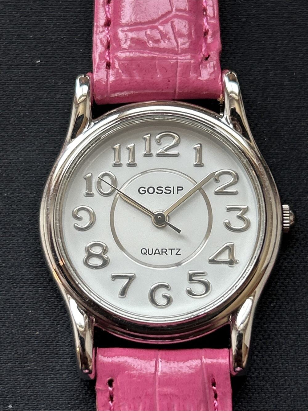 Gossip Silver Tone Pink Band Women’s Quartz Watch
